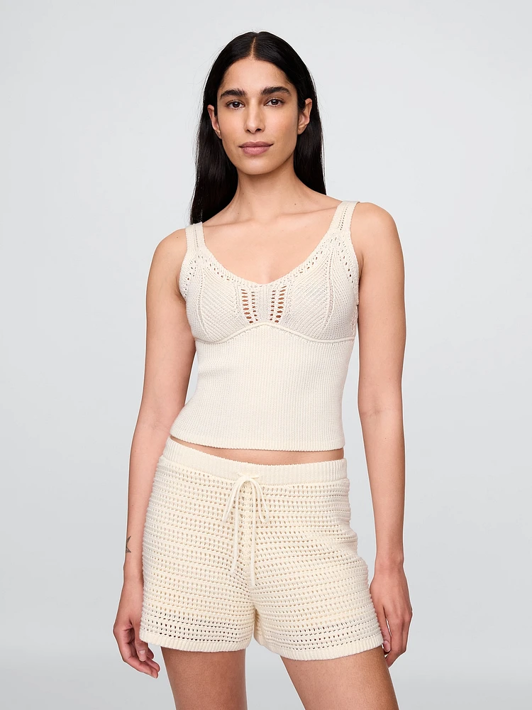 Crochet Cropped Sweater Tank Top