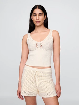 Crochet Cropped Sweater Tank Top