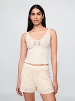 Crochet Cropped Sweater Tank Top