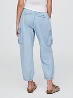 Kids Denim Cargo Parachute Pants