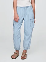 Kids Denim Cargo Parachute Pants