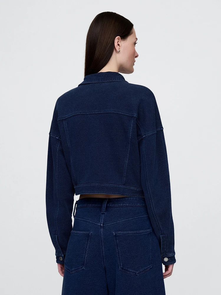 French Terry Icon Denim Crop Jacket