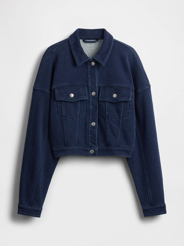 French Terry Icon Denim Crop Jacket