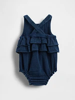 Baby Crinkle Gauze Denim Bubble Shorty One-Piece