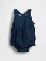 Baby Crinkle Gauze Denim Bubble Shorty One-Piece