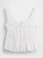 Lace-Trim Peplum Crop Top