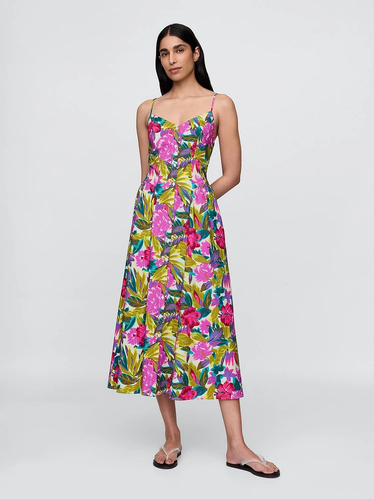 Floral V-Neck Midi Dress