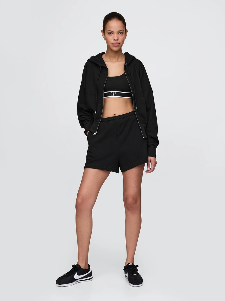 French Terry Oversized Zip Wedge Hoodie