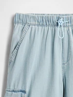 Kids Denim Cargo Parachute Pants