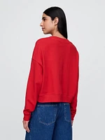 French Terry Cropped V-Neck Sweatshirt