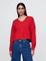 French Terry Cropped V-Neck Sweatshirt