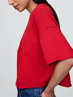 French Terry Cropped Rolled Hem Sweatshirt