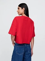 French Terry Cropped Rolled Hem Sweatshirt