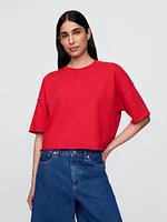 French Terry Cropped Rolled Hem Sweatshirt