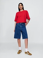 French Terry Cropped Rolled Hem Sweatshirt