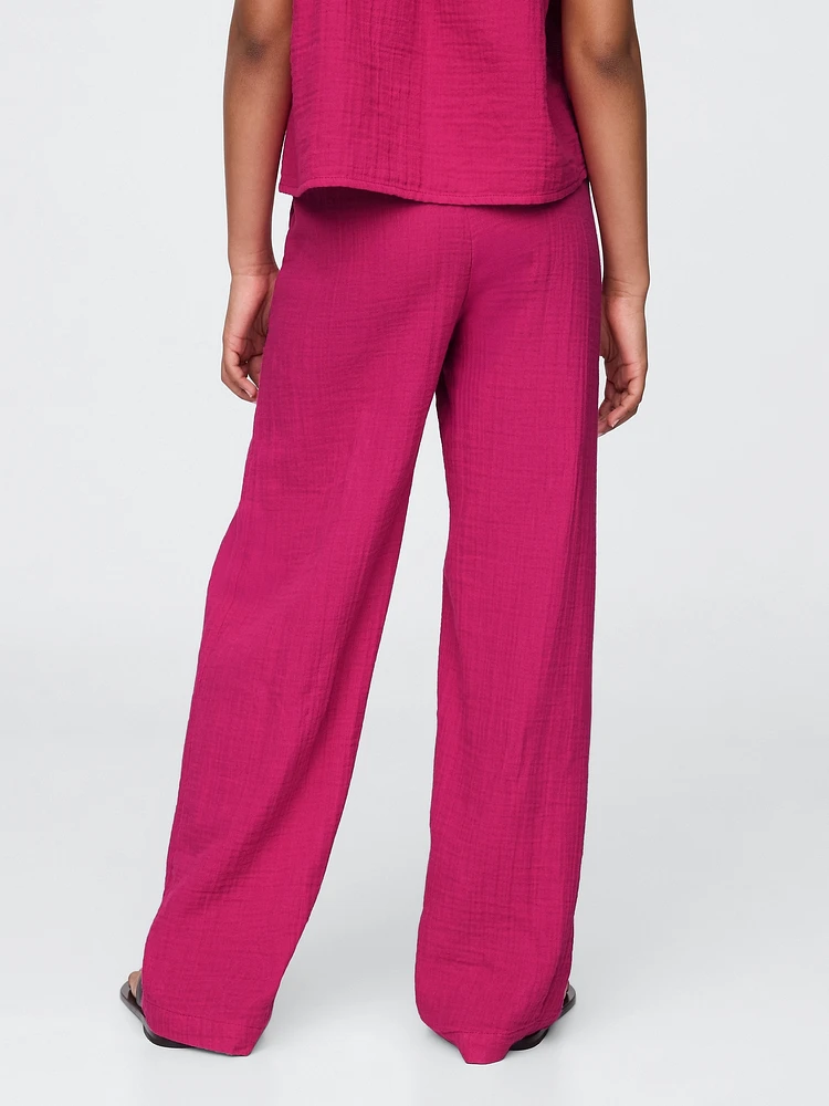 Kids Crinkle Gauze Easy Wide-Leg Pants