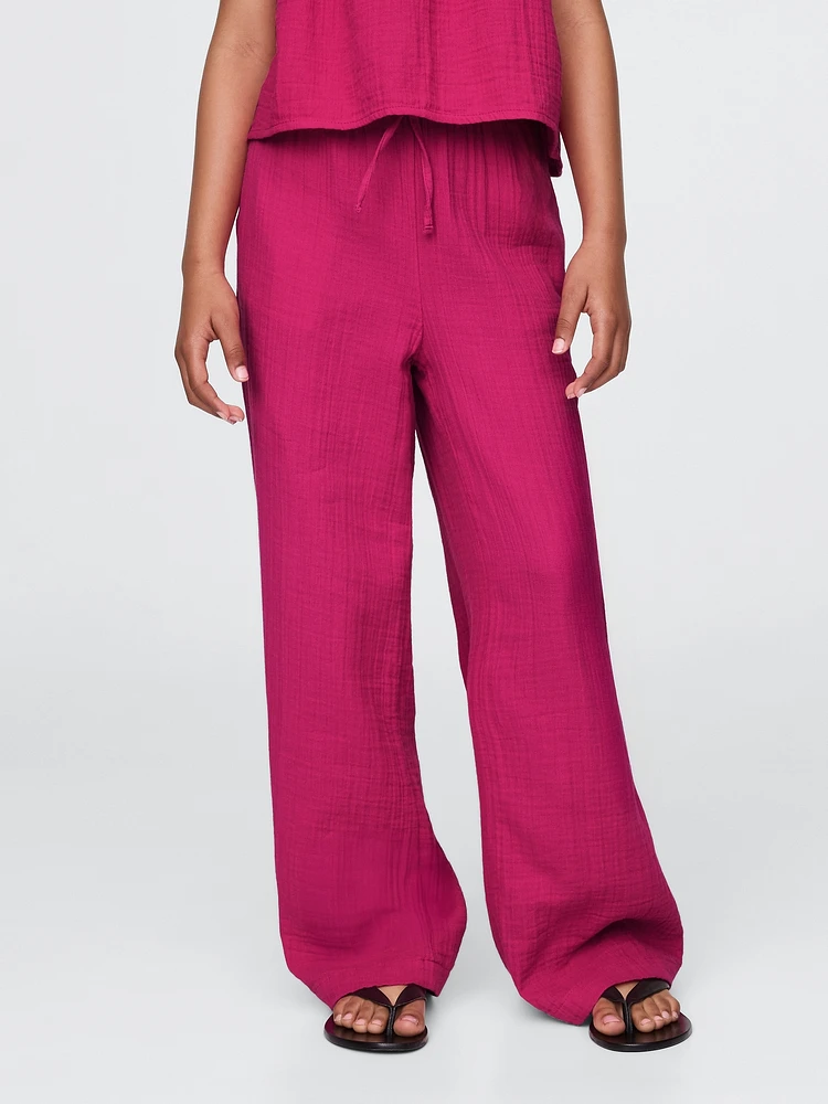 Kids Crinkle Gauze Easy Wide-Leg Pants