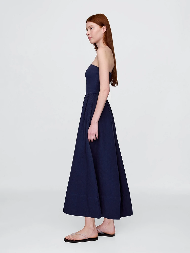 Cotton Gauze Mixed Media Maxi Dress