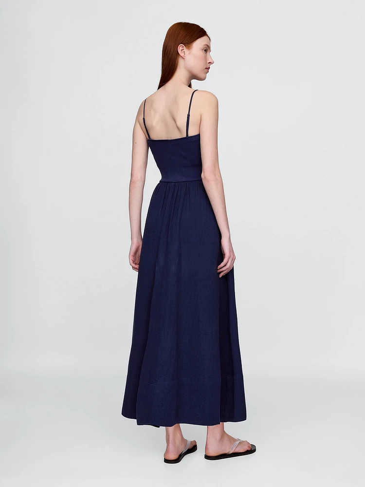 Cotton Gauze Mixed Media Maxi Dress