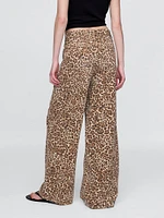 Mid Rise UltraSoft Leopard Baggy Jeans
