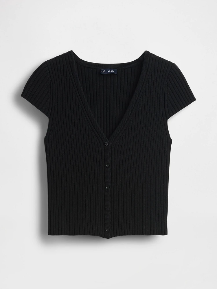 Cropped Rib Cardigan