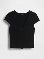 Cropped Rib Cardigan
