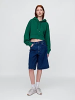 French Terry Cropped Oversized Hoodie
