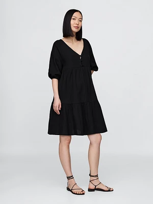 Maternity Crinkle Gauze Tiered Dress