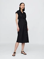 Maternity Linen-Blend Midi Shirtdress