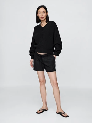 Maternity Under Belly Linen-Cotton Easy Shorts