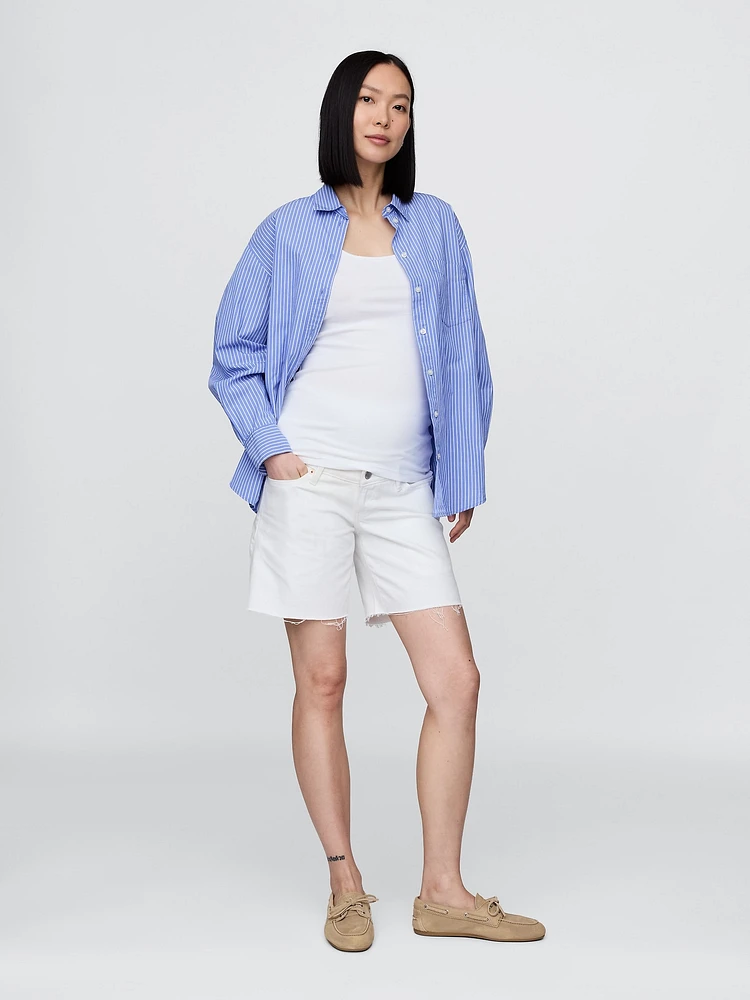 7" Maternity Full Panel Denim Bermuda Shorts