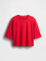 French Terry Cropped Rolled Hem Sweatshirt