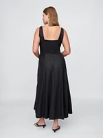 Linen-Blend Square-Neck Maxi Dress