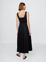 Linen-Blend Square-Neck Maxi Dress