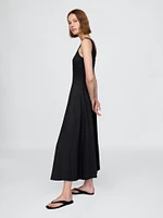 Linen-Blend Square-Neck Maxi Dress