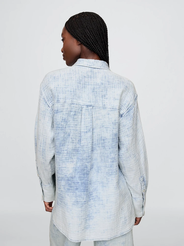 Cotton Gauze Denim Oversized Shirt