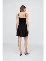 Linen-Blend Shirred Bodice Mini Dress