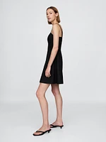 Linen-Blend Shirred Bodice Mini Dress