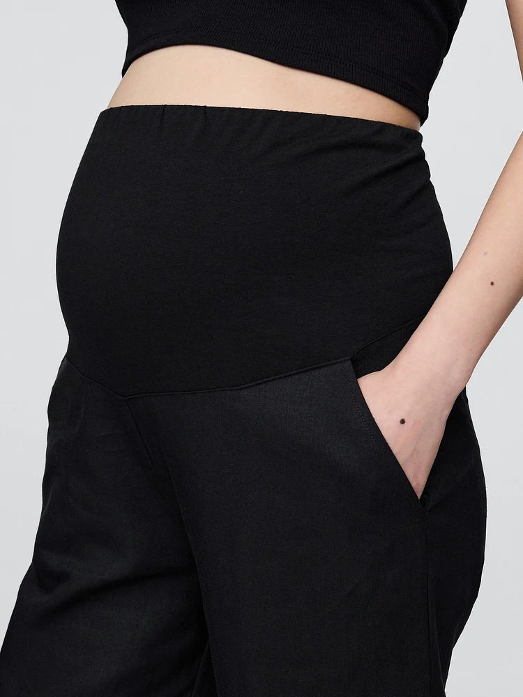 Maternity Full Panel Linen-Blend Pants
