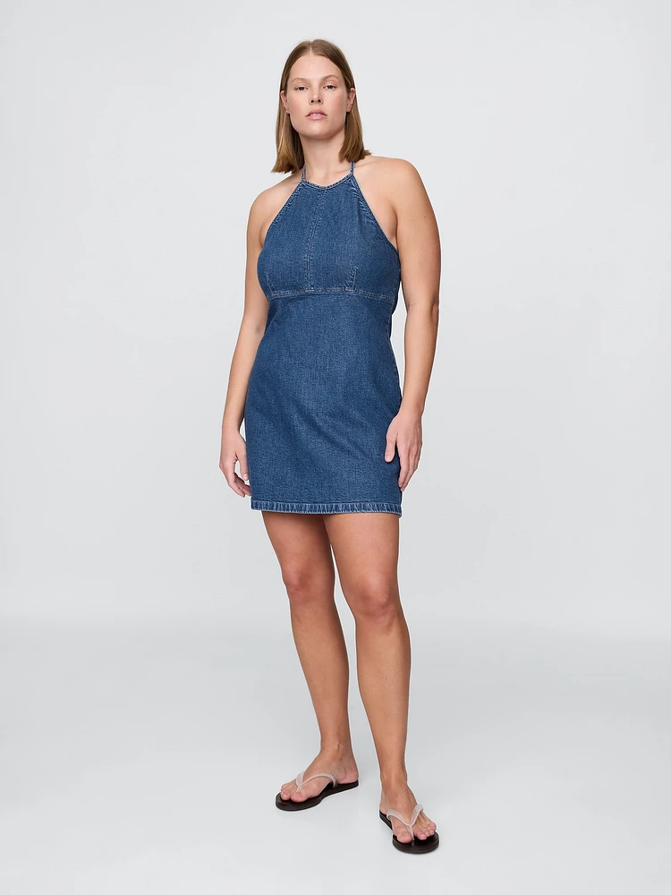 Denim Halter Mini Dress