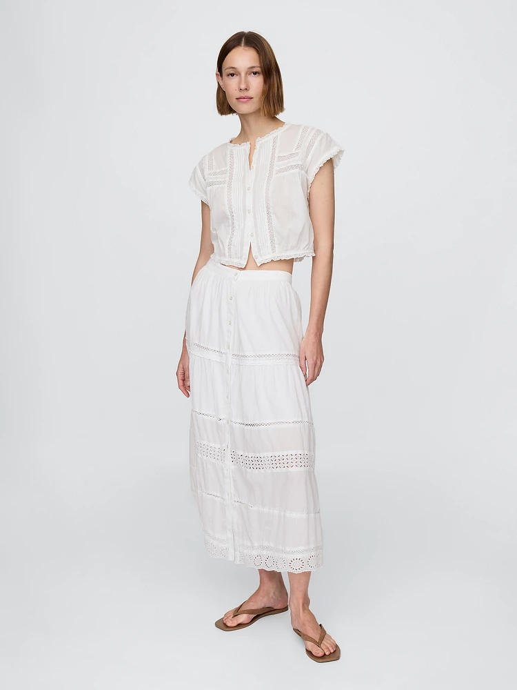 Ruffle Pintuck Crop Top