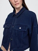 French Terry Icon Denim Crop Jacket