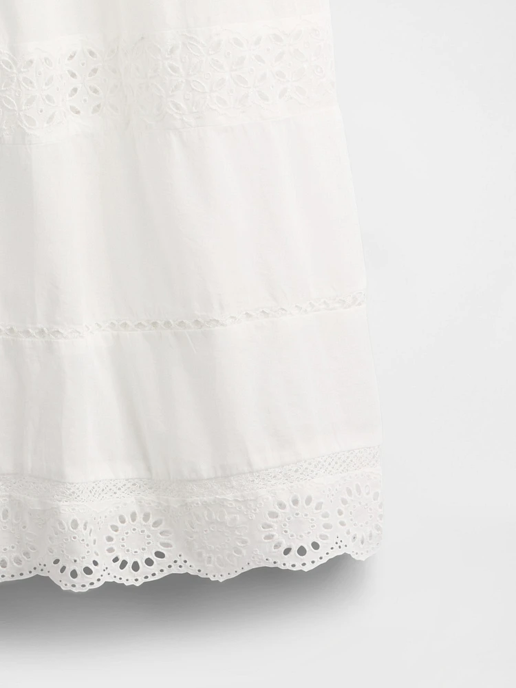 Tiered Lace-Trim Maxi Skirt