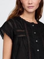 Ruffle Pintuck Crop Top