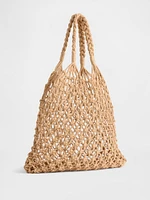 Open-Weave Straw Tote Bag