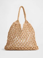 Open-Weave Straw Tote Bag