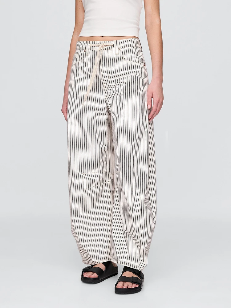 High Rise Denim Stripe Horseshoe Jeans