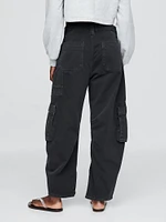 Mid Rise Barrel Cargo Pants