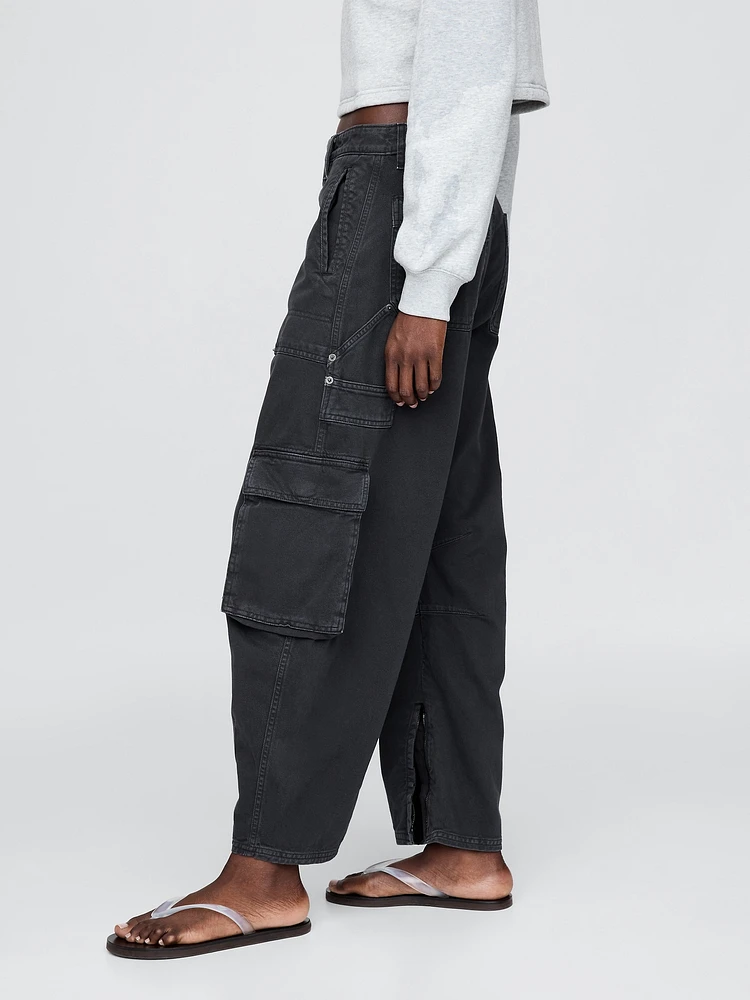 Mid Rise Barrel Cargo Pants