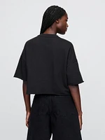French Terry Cropped Rolled Hem Sweatshirt